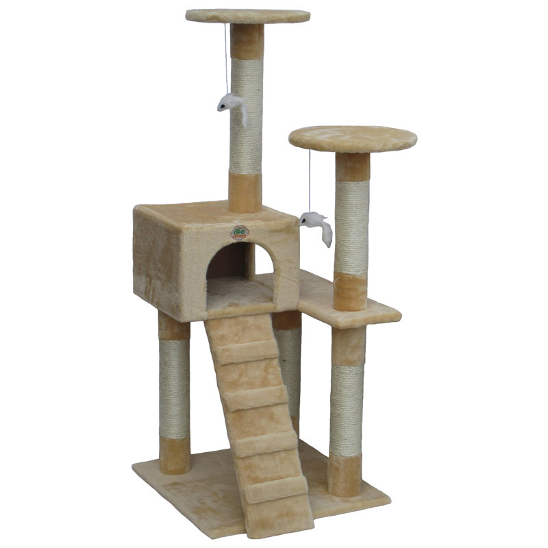 Beige Sisal Covered Multi-Level Cat Tree Condo
