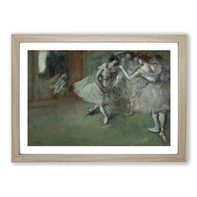 Group of Ballet Ballerina Dancers by Edgar Degas - Framed Print, 48cm H x 65cm W x 2cm D, Oak Framed