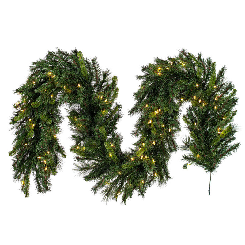 Vickerman Bangor Mixed Pine Artificial Christmas, Warm White LED Mini Lights., 9' L x 18" H