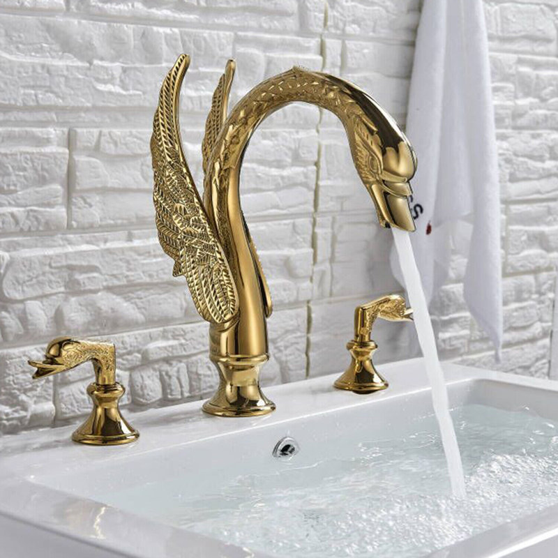 Grand ensemble de robinet de salle de bain 3 pièces avec poignées en cristal Mosson