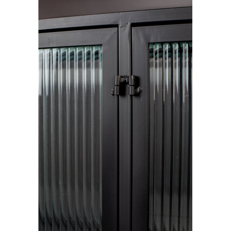 Boli 59'' Black Glass and Metal Sideboard