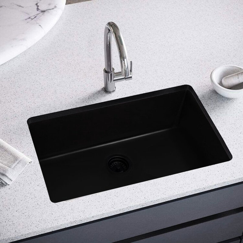 Évier de cuisine encastré noir Gunmetal, 32 po x 19 po, acier inoxydable, aspect haut, acier encastré, résistant aux fissures, performance à long terme