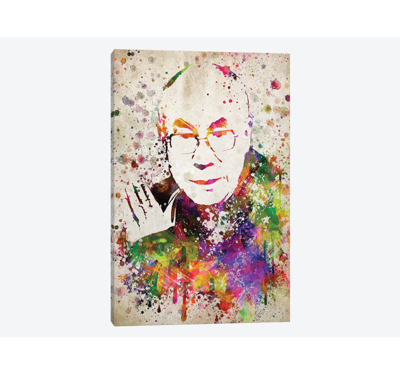 « dalai dalai lama », impression sur toile, H 40 po x l 26 po x P 1,5 po, Toile tendue, Pas de tapis