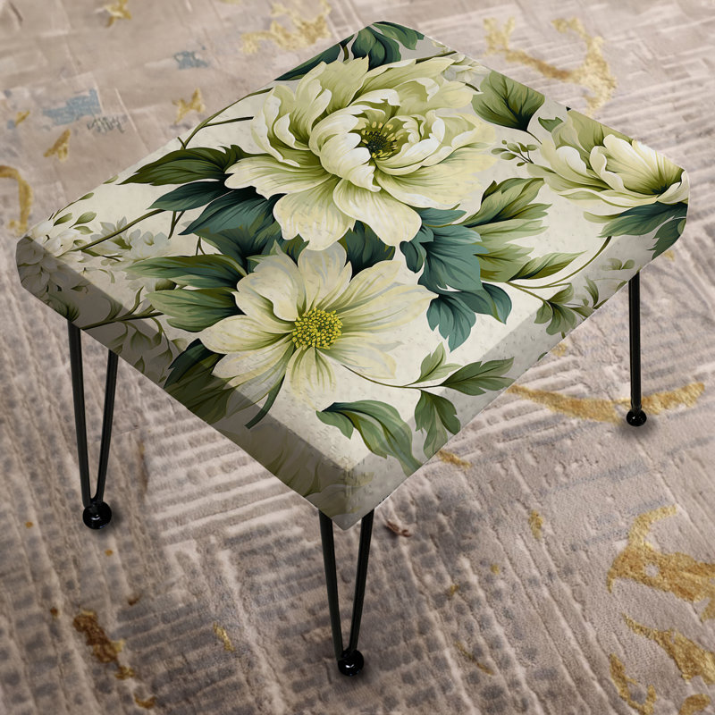 Green And White Damask Euphony - Damask Rectangle Ottoman