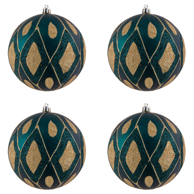 Ornement boule de diamant pailleté mat, Bleu mer, H 4,75 po x l 4,75 po x P 4,75 po