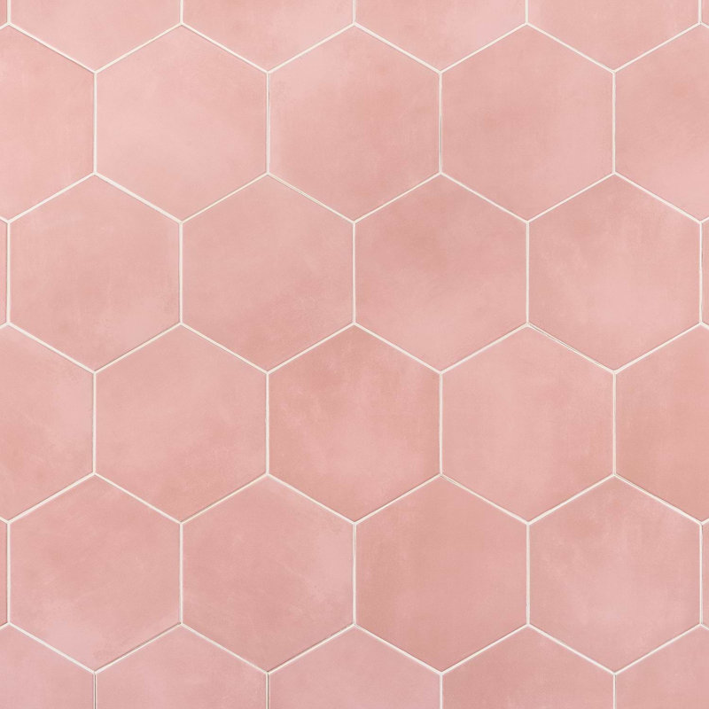 HexArt 8" Hexagon Porcelain Matte Tile, Rose 8" Hexagon