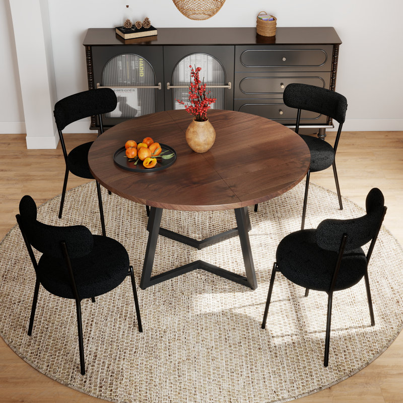 Ensemble de table de salle à manger Modern Farmhouse, 5, Noyer, Noir