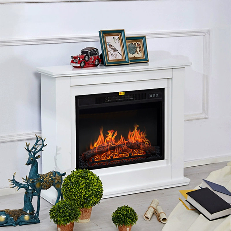 White Manufactured Wood Electric Fireplace