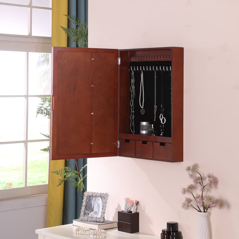 Netzer 16'' Wide Wall Jewelry Armoire, Mahogany