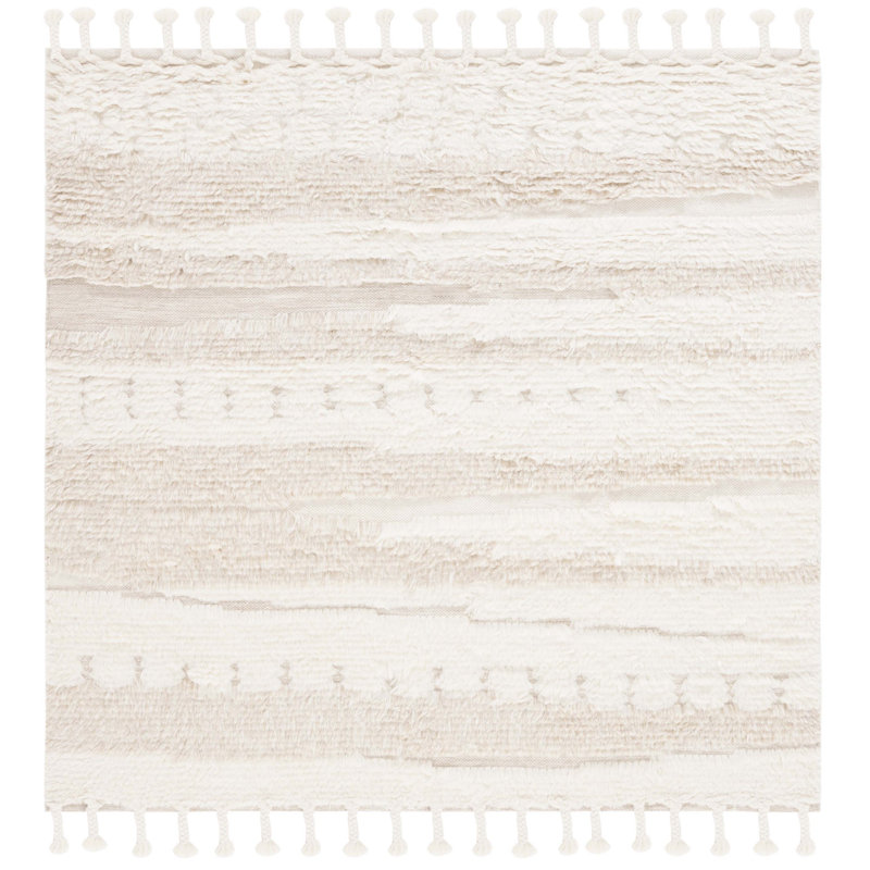 Bouscat Hand Woven Wool Abstract Rug, Square 6'