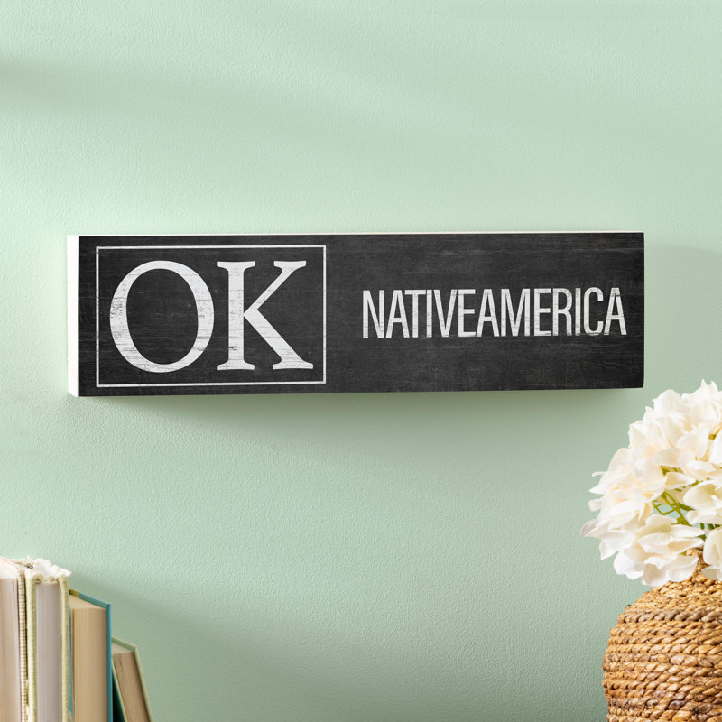 State Wooden Mantle Sign Oklahoma 18x5"