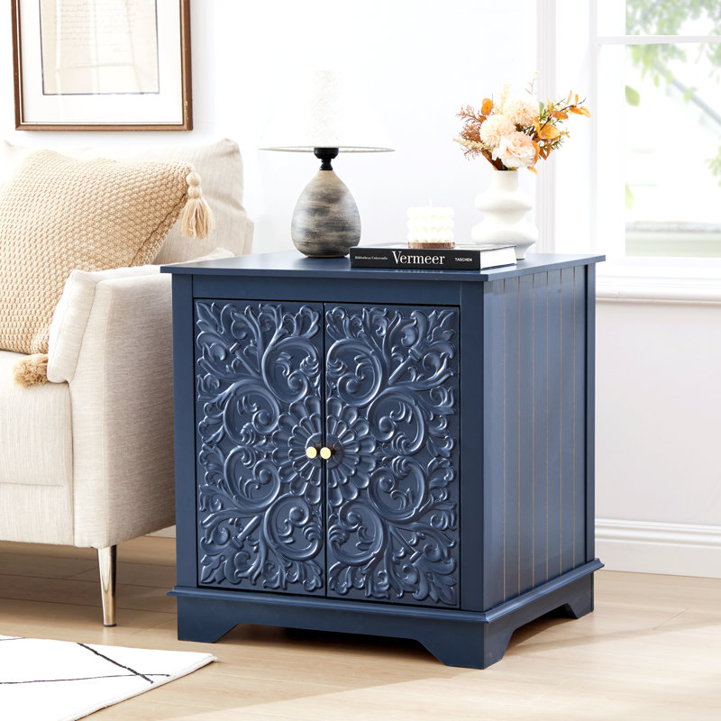 Grande armoire de table d'appoint en relief Farmhouse 25,59 po, Bleu