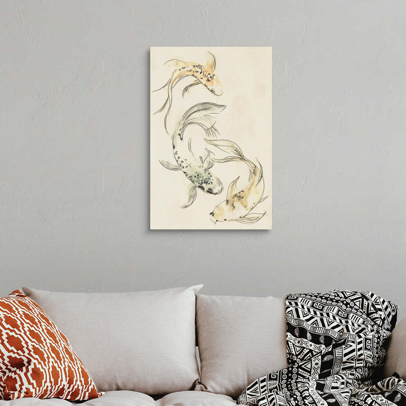 Koi Dance I, art mural sur toile, H 30 po x l 20 po x P 1 po, Toile tendue