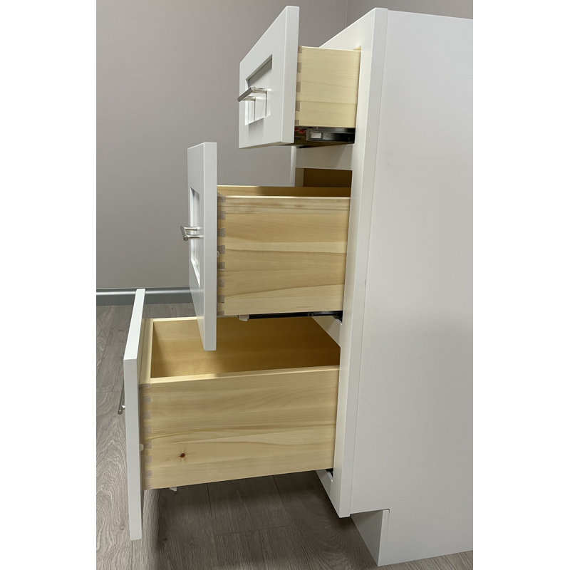 Disar 39'' White Wood Single Bathroom Vanity with Right Drawer