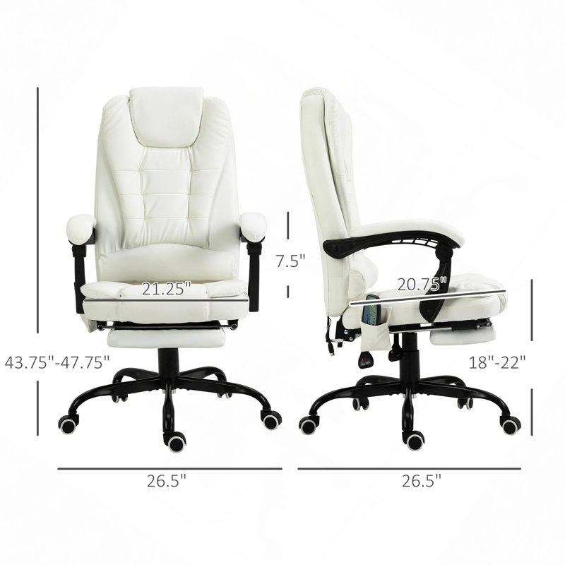 Chaise de bureau à 7 points de massage vibrant à haut dossier