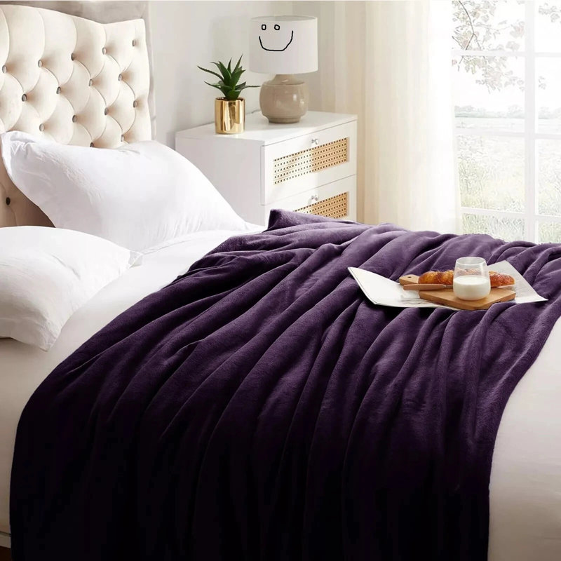 Plain Weave / Muslin Throw Blanket, 150cm W x 200cm L, Purple