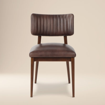Bask Channel-Stitched Genuine Leather Dining Chair