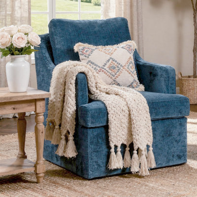 Fauteuil pivotant rembourré en chenille