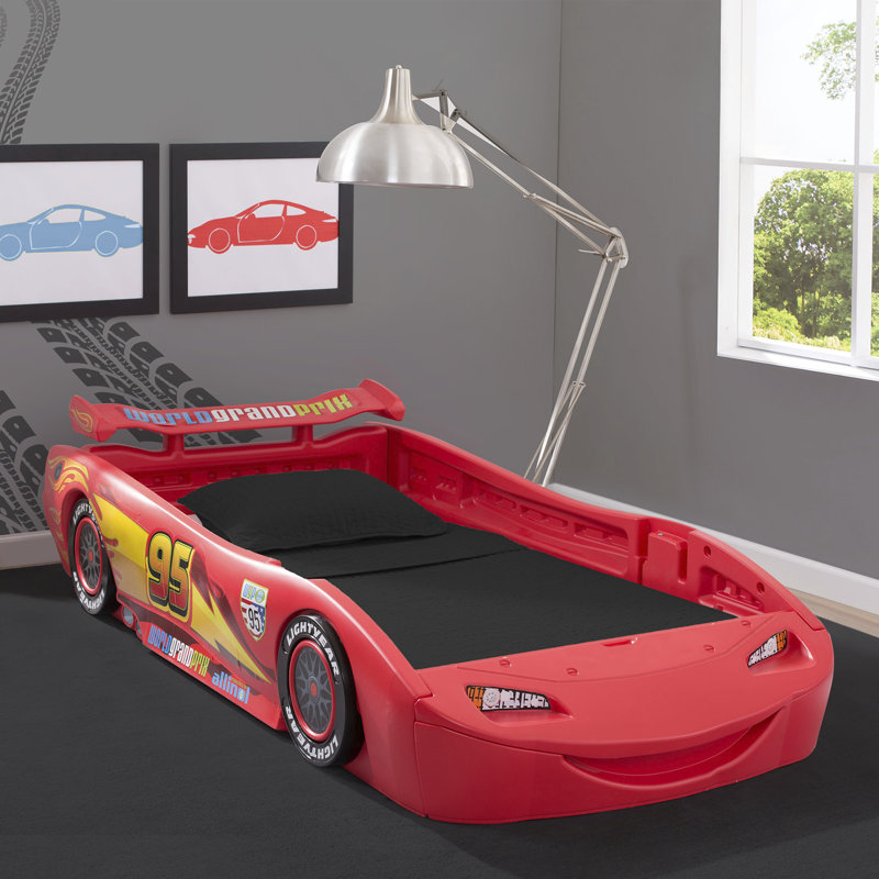 Cars Lightning Mcqueen 2-piece Twin Bedroom Furniture Set – Includes Twin Race Car Bed And Twin Mattress 