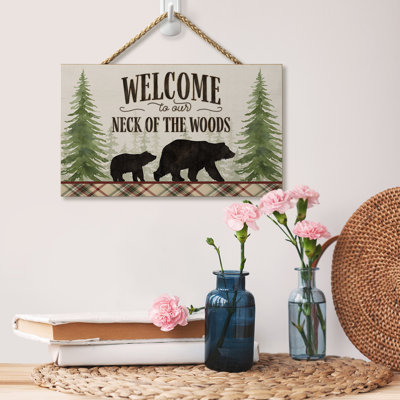Neck Of Woods Hanging Wood Wall Sign