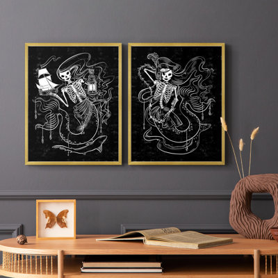 «Pirate Mermaids I», reproduction encadrée de qualité supérieure - prête à être accrochée - aucun clou requis - aucun clou requis