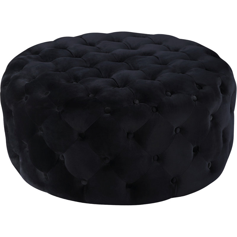 Plattsburgh Velvet Ottoman, Black Velvet