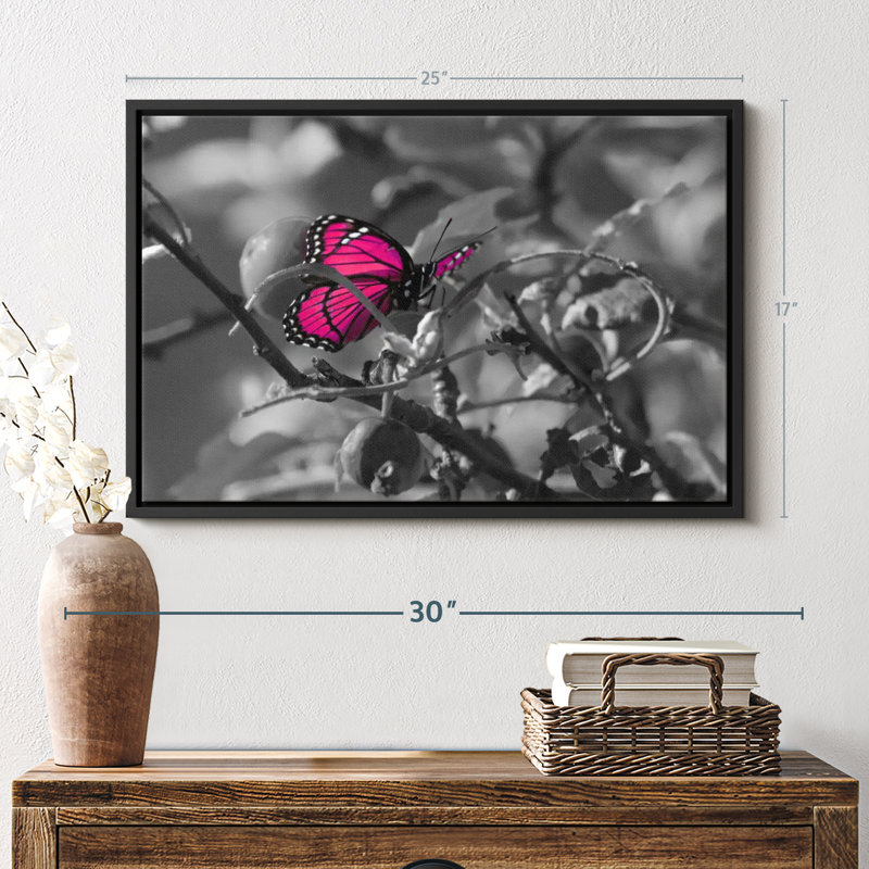 "Art mural papillon monarque rose", H 25 po x l 17 po