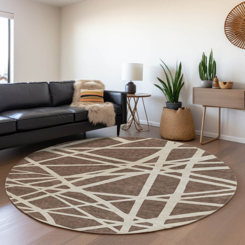 Premium Machine Washable Cossette AMF1040 Geometric Rug, Round 8'