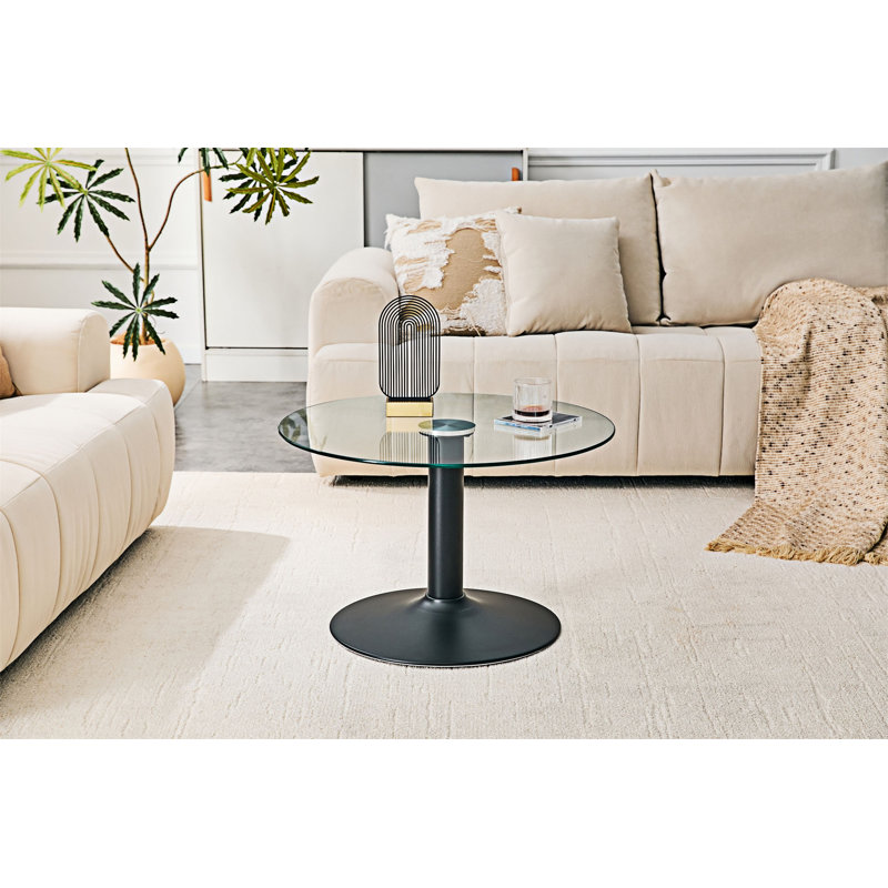 Table basse avec plateau en verre, Transparent / noir