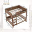 Lit superposé double 78,3 po avec tablettes de rangement intégrées et bibliothèque - conception détachable 2-en-1 se divise en 2 lits - Structure en bois massif - Blanc-1223184696