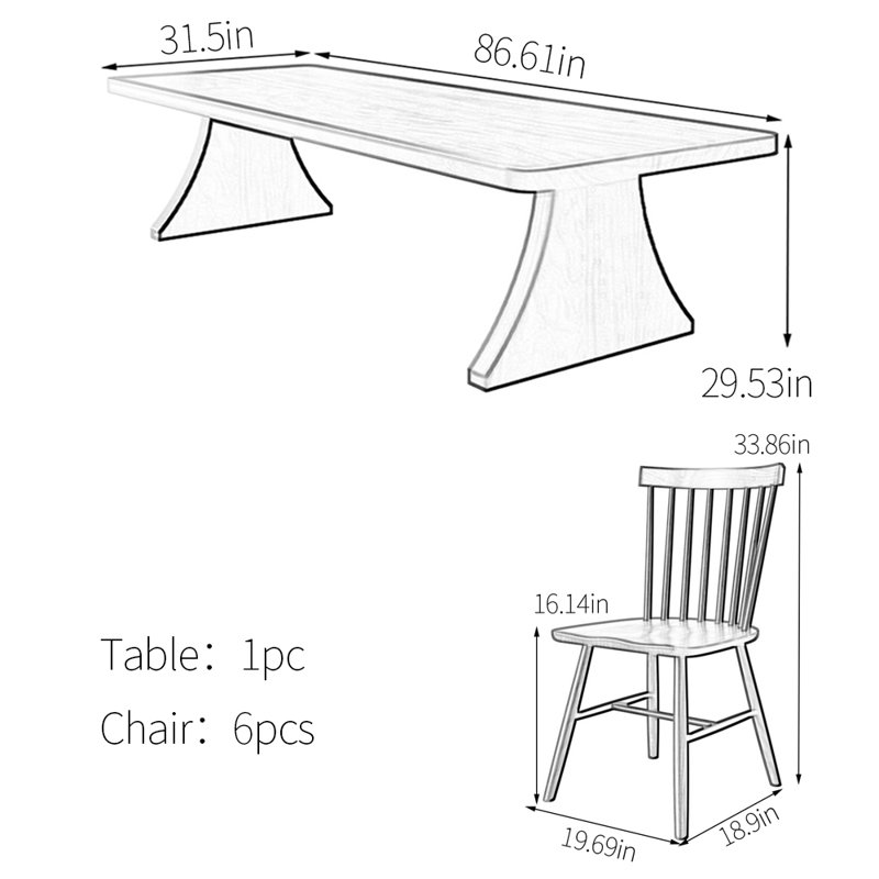 Solid wood walnut dining table set