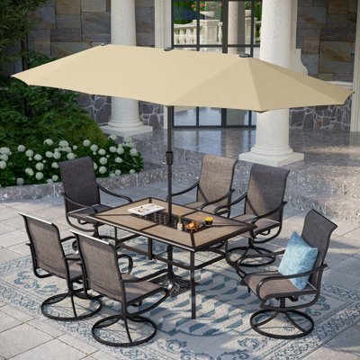 8 ensembles de salle à manger d'extérieur avec parasol 8 pièces