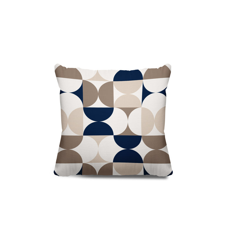 Coussin décoratif intérieur / extérieur Pitto Griffin, 17 po x 17 po, Beige/bleu marine
