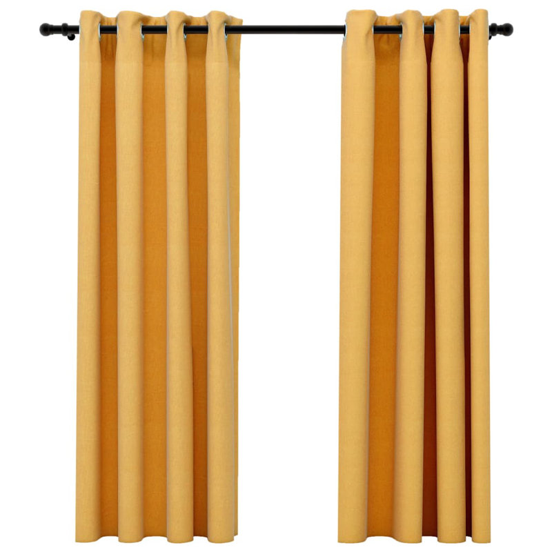 Chaarvi Blackout Curtain Pair, 140cm Width x 175cm Drop, Yellow