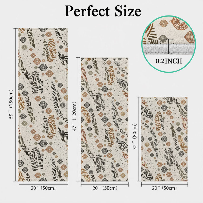 Feather Pattern Non-Slip Washable Kitchen Mats