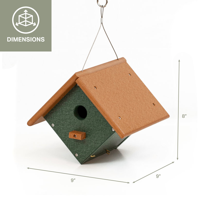 8'' Hanging Green and Cedar Recycled Plastic Birdhouse