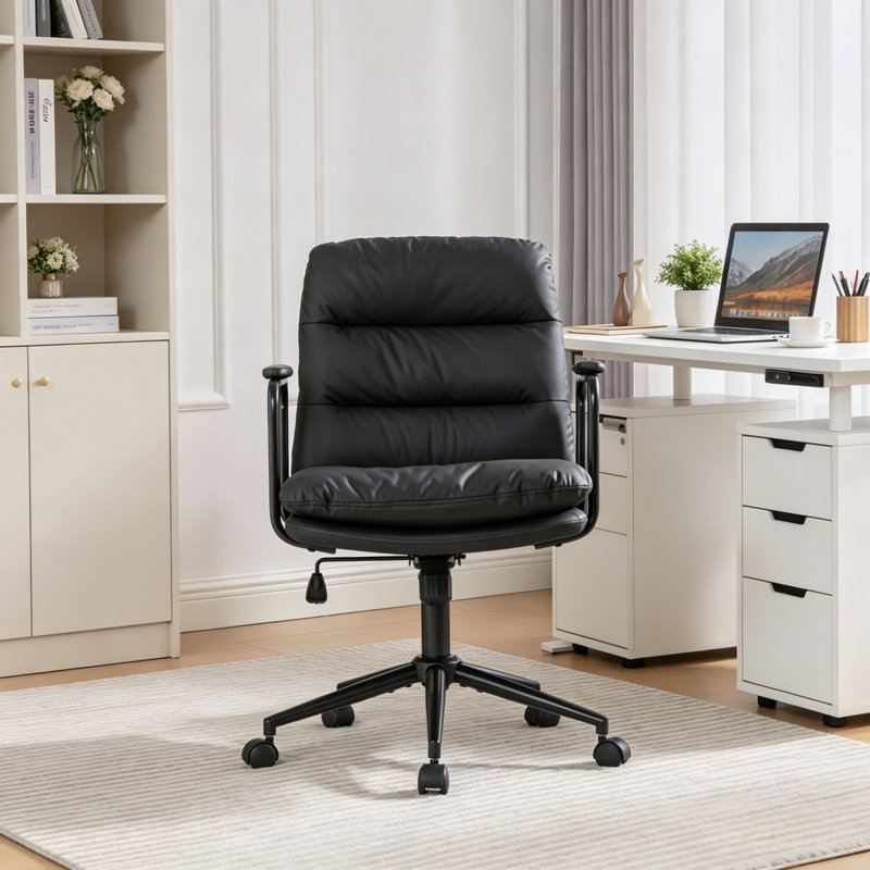 Chaise de bureau avec roulettes et accoudoirs, Noir