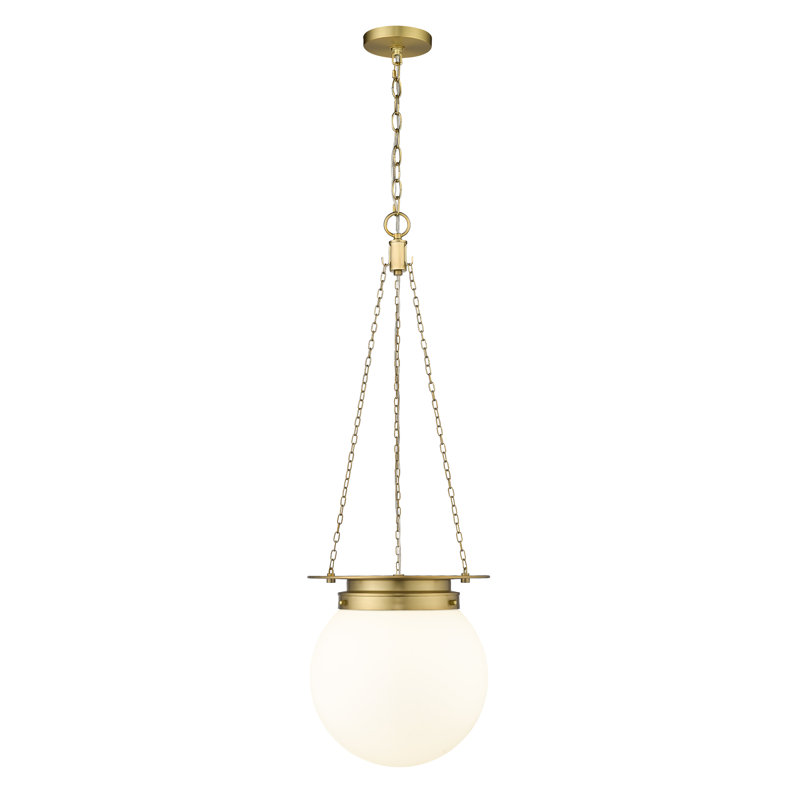 Zella 1 - Light Unique/Statement Pendant, Heritage Brass, White, 86.75" H x 13" W x 13" D