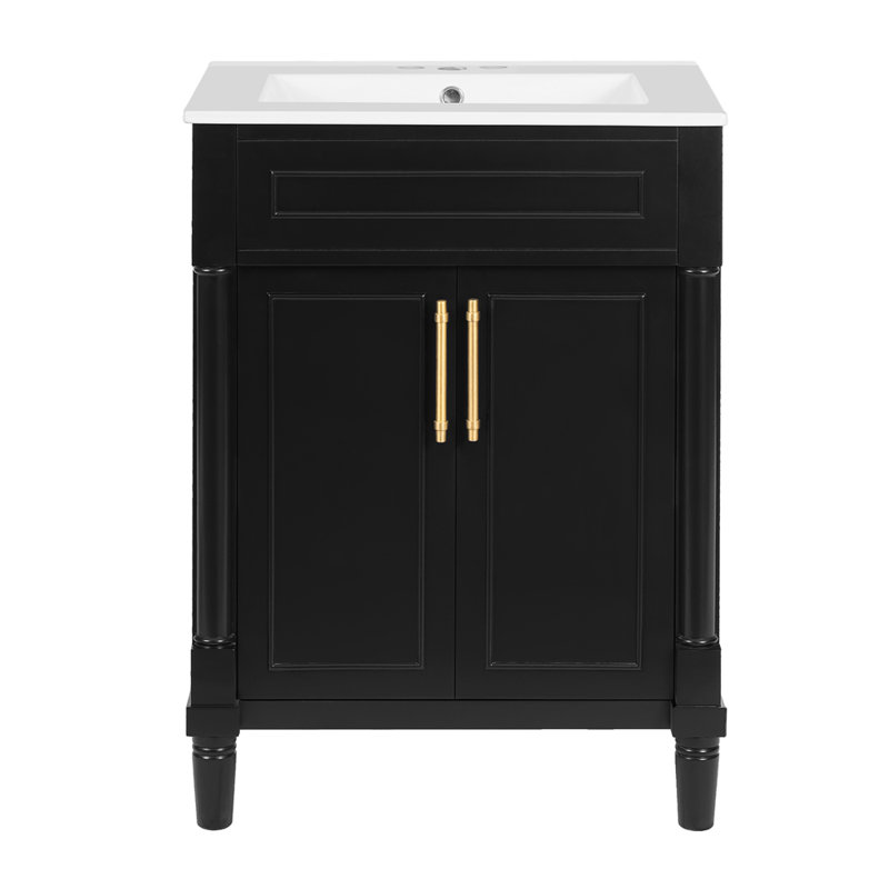 Meuble-lavabo simple pour petite et moyenne salle de bain, Noir