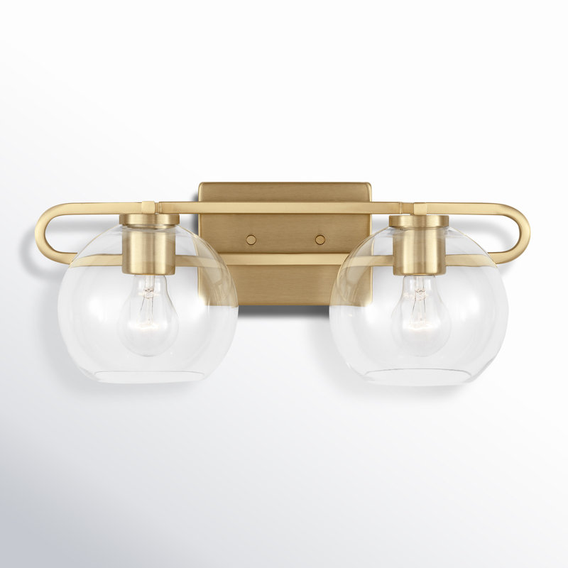 Eveline 2 Light Transparent Dimmable Vanity Light, Satin Brass