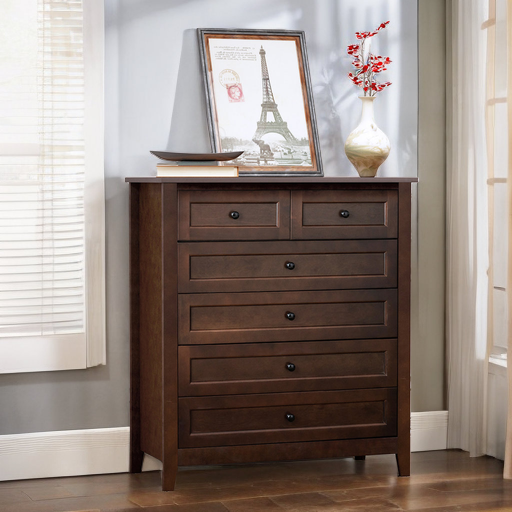 Six-Drawer Chest 6 - Drawer Dresser Red Barrel Studio Color: Brown