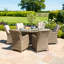 Balch 6 Seat Round Rattan Fire Pit Dining Set - with Lazy Susan