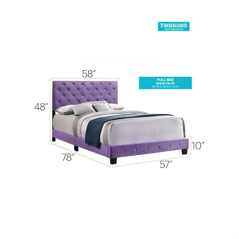 Lit double transitionnel mauve avec support durable et assemblage facile pour les chambres à coucher modernes