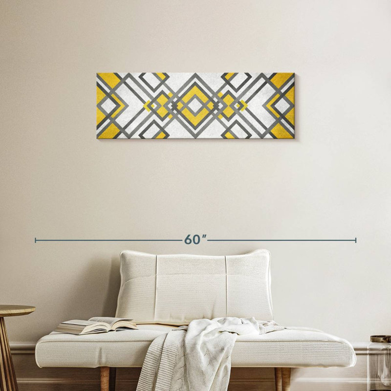 Diamant abstrait géométrique sur toile, H 12 po x l 36 po x P 1,25 po