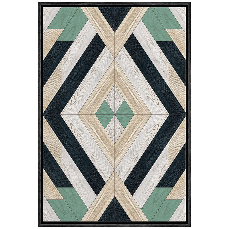 Vert, blanc et insigne de diamant noir - reproduction sur toile, Noir, L 16 po x H 24 po
