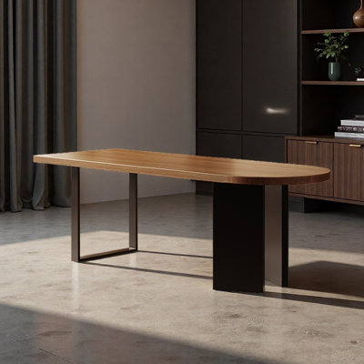 Solid wood desk semi-elliptical office table