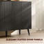 Buffet Buffet cannelé avec tablettes réglables, noir-1375141678