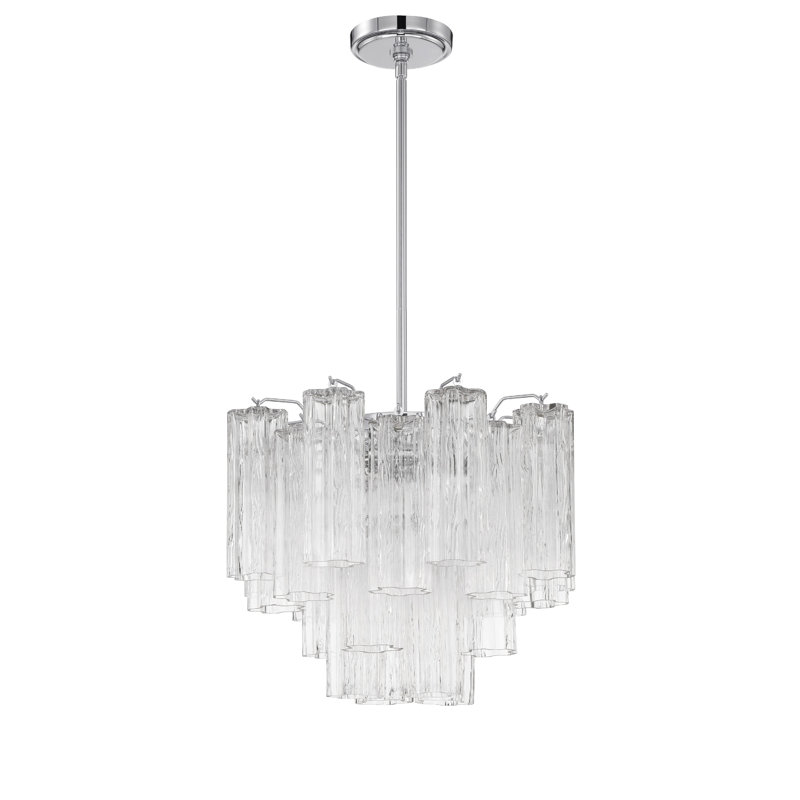 Lustre à niveaux Arras, H 13,75 po x l 17,75 po x P 17,75 po, Chrome poli, Blanc cassé