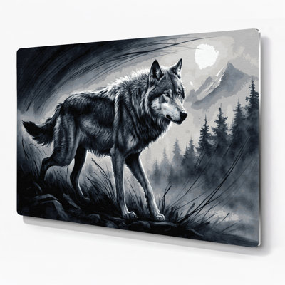 Faune loup gris, art mural en métal