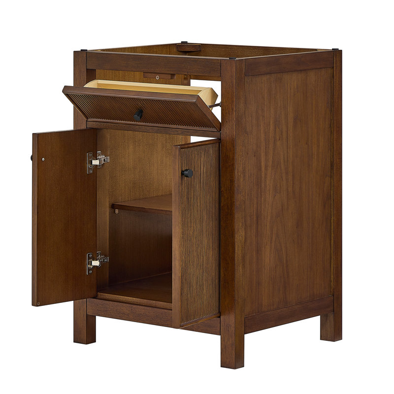 Pendry 23.25" Freestanding Single Bathroom Vanity Base Only, Dark Walnut, Matte Black